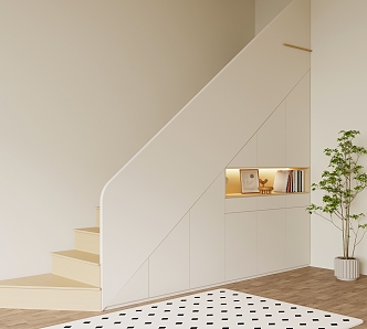 Modern Cream Wind Stairs 3d model