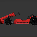 Red Go Kart Design With Black Wheels And Gray Seat Structure