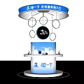 Interactive Exhibition Island for Future Service Experience with Digital Screens and Tech Icons