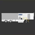 Large White Mobile Truck With Open Door Yellow Stairs And Interior Equipment