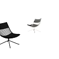Modern Leisure Chair Featuring Black Leather Mesh Design And White Metal Base Version