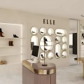 ELLE Fashion Boutique Featuring Shoes Bags Circular Display And White Shelves