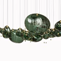Modern Green Glass Chandelier With Multiple Spherical Hanging Pendants For Elegant Decor