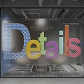 Decorative Glass Wall Design With Colorful Details Letters Company Name And Small Text
