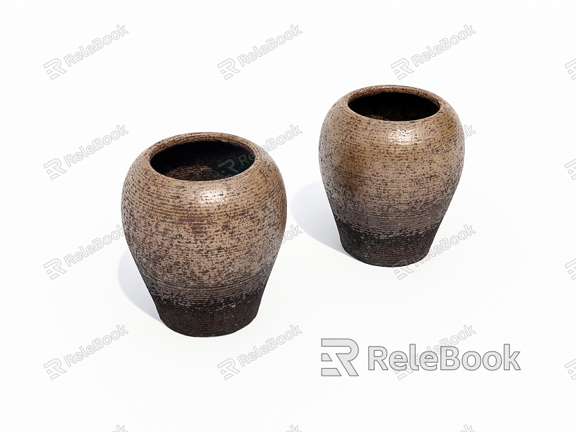 Old pottery jars, jars, old objects model