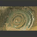 Aerial View Of Unique Circular Natural Landscape With Green And Yellow Terrain
