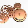 Industrial Equipment With Golden Interconnected Gears And Mechanical Components