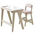 Sturdy Kids Desk with White Frame Blue Cushioned Chair Simple Modern Design