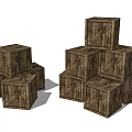 Rustic Wooden Boxes Stacked in Multiple Layers with Natural Wood Texture