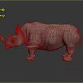 Side View Standing Rhinoceros With Textured Skin On Gray Background And Reflective Floor