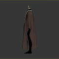 Man Wearing Brown Cloak With White Geometric Pattern On Gray Background