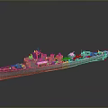 Realistic Warship Water Transport 3D Model With Deck Turrets And Smokestacks
