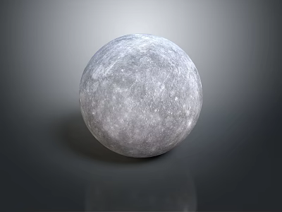 Moon Sphere With Detailed Surface Craters On Gray Background Reflective Base 3d model