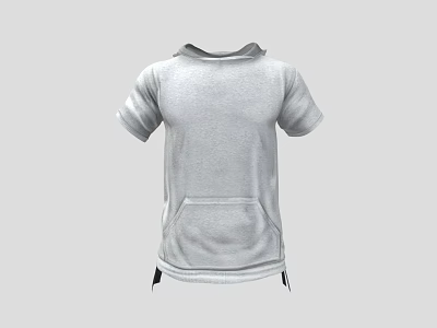 Gray Short Sleeve Hooded Sweatshirt With Front Pocket And Casual Style Design 3d model
