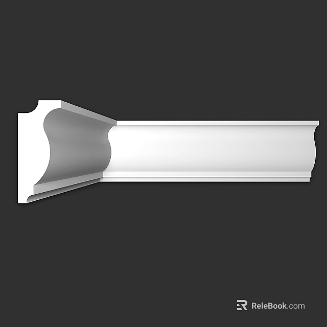 Elegant White Decorative Corner Molding with Curved Design for Interior Wall and Ceiling Decoration 3d model 