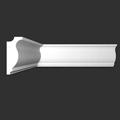 Elegant White Decorative Corner Molding with Curved Design for Interior Wall and Ceiling Decoration 3d model