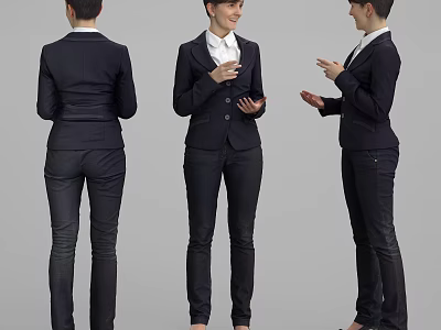 Woman Wearing Professional Business Suit Front Back And Side Views 3d model
