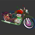Royal Enfield Red Vintage Motorcycle With Black Seat And Spoked Wheels