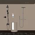 Modern Bathroom Shower System With Rainfall Top Head Handheld Sprayer And Towel Basket