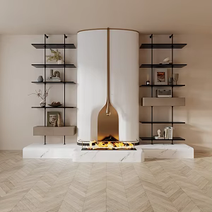 Porch Fireplace Bookshelf 3d model