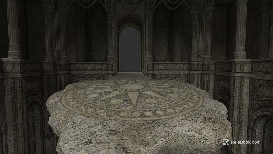 Ornate Gothic Stone Archway In Historic Interior With Carved Decorations And Intricate Floor 3d model 
