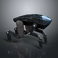 Futuristic Black Mechanical Robot With Multiple Legs And Geometric Surface Design 3d model