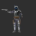 Game Movie Character In Silver Armor With Brown Belt Helmet And Holding Weapon