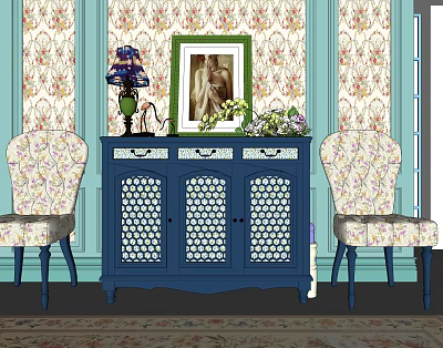 Pastoral Entrance Cabinet Side Shoe Cabinet 3d model