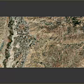 Detailed Aerial Terrain Map With Small Human Figure And Colorful Topography