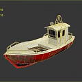 Small Red And White Boat With Deck Rails Cabin Windows And Open Deck