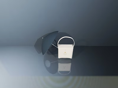 Stylish Black Umbrella And White Handbag Essential Daily Living Items 3d model