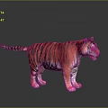 3D Rendered Red Tiger With Black Stripes On Gray Background And Reflective Floor
