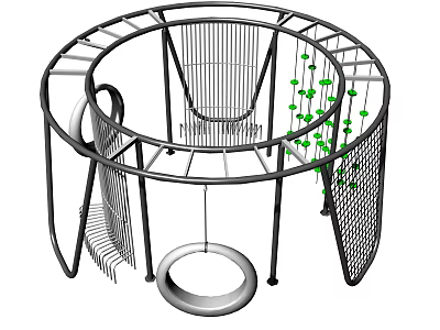 Playground Equipment With Circular Structure Climbing Nets And Hanging Rings 3d model