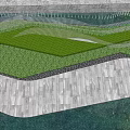 Modern Garden Feature With Wavy Green Vegetation And White Fence Structure