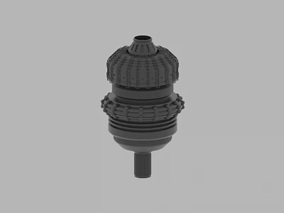 Black Industrial Mechanical Component 3D Model With Layered Structure And Top Hole 3d model