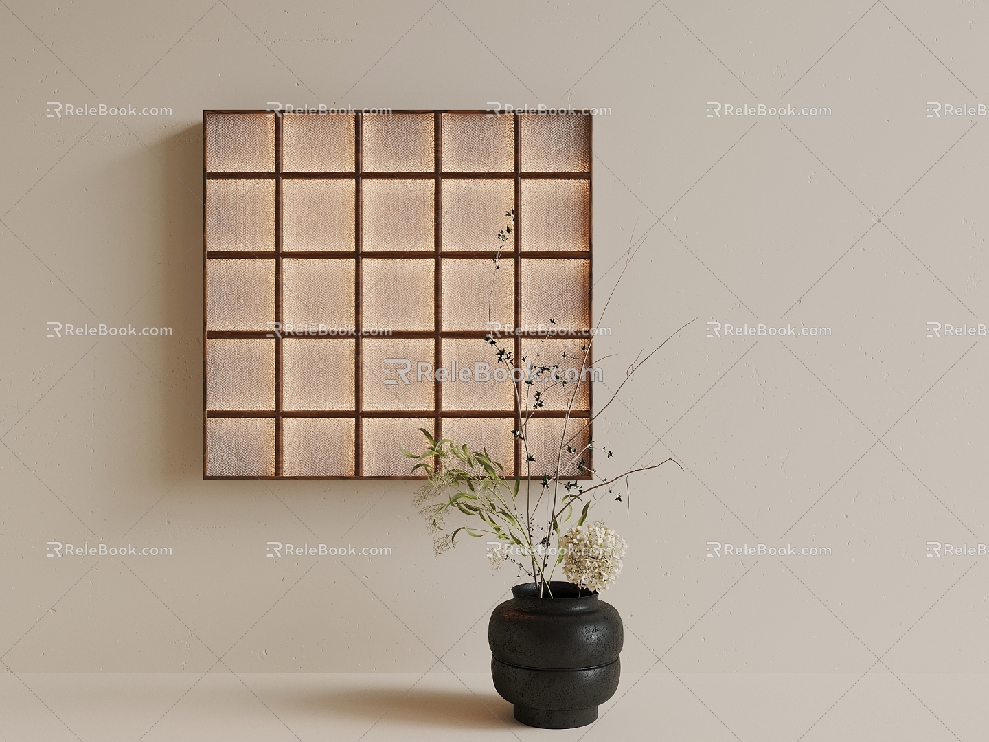 Middle Ancient Log Grid Wall Lamp 3d model