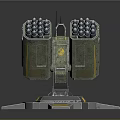Futuristic Cosmic Spacecraft Component With Spherical Sensors Mechanical Arm And Yellow Striped Base
