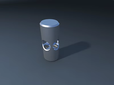 Modern Cylindrical Public Facility With Gray Body Silver Top And Hollow Design 3d model