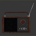 Vintage Electronic Radio With Wooden Case Red Handle And Silver Antenna