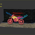 Red Motorcycle Display With Brick Wall Background Street Blaze Graffiti And Sandy Mat