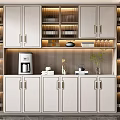 Elegant Modern Wine Cabinet With Built in Lighting And Multiple Storage Compartments 3d model