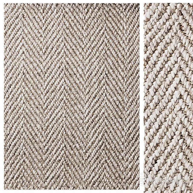 Square Rug with Herringbone Pattern and Braided Texture Neutral Natural Fiber Modern Home Decor 3d model 