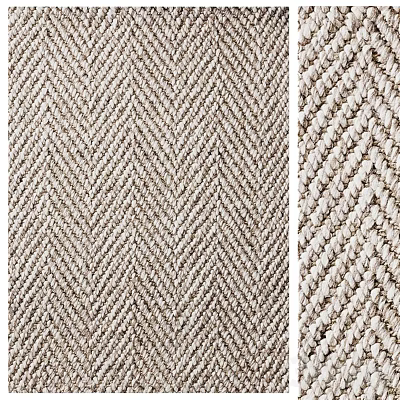 Square Rug with Herringbone Pattern and Braided Texture Neutral Natural Fiber Modern Home Decor 3d model
