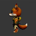 Cartoon Fox Character with Orange Fur Big Blue Eyes Wearing Green Yellow Outfit White Pants