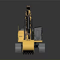 CAT Yellow Tracked Excavator With Front Shovel Bucket And Operator Cabin