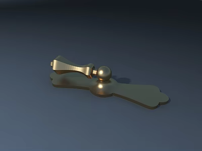 Golden Metal Decorative Handle With Leaf Shaped Base And Round Ball Top 3d model
