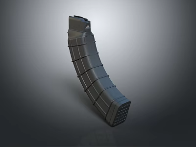 Weapon Magazine Tactical Black Design 3D Model with Structural Ridges and Base Plate 3d model