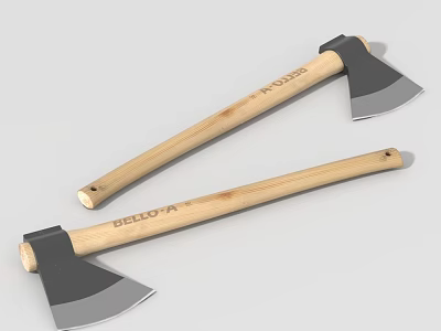 Durable BELLO-VA Hardware Tools Axes With Wooden Handles And Sharp Metal Heads 3d model