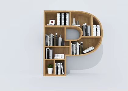 Creative Bookcase Creative Bookshelf Letter Bookshelf Container Shelf 3d model