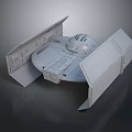 Detailed Gray Sci Fi Spaceship Model With Open Wings And Textured Surface 3d model